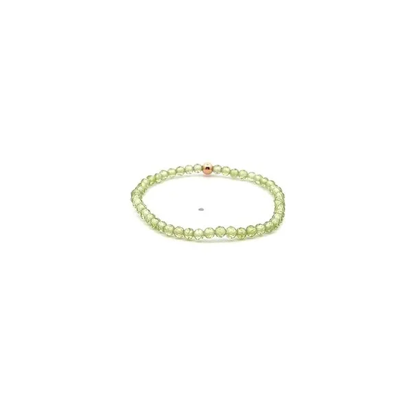 Natural Peridot Gemstone Mini 3mm 18K Rose Gold Charm Bead August Birthstone - Picture 4 of 5